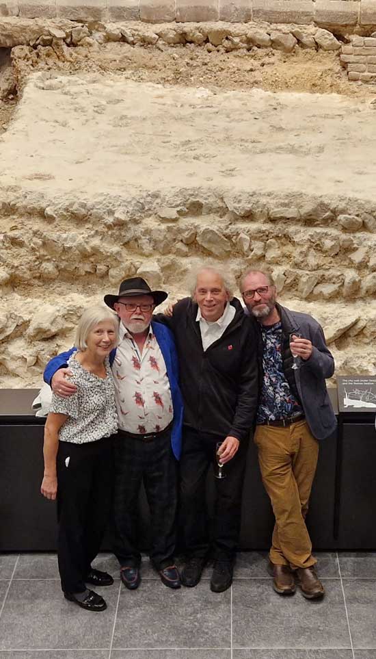 Cath and John Maloney, Ian Blair, and Dom Perring at the celebration and unveiling of the City Wall at Vine Street