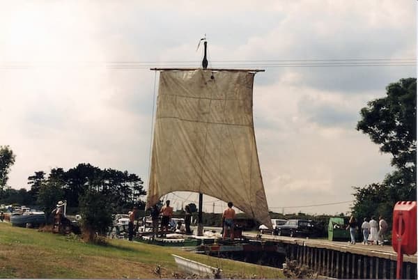 Here's one we made earlier - the 'June' passes through a lock under full sail, supervised by Ian Blair - in hat, on seat