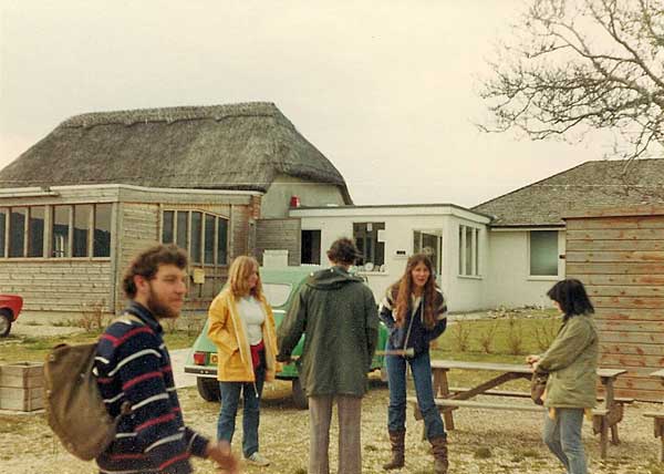Mark Burch, Portia Askew, Pat Allen, Barbara West and ?Phil from the Museum shop are impressed by the good state of preservation of the  green Citroen 2CV, Bignor Roman villa